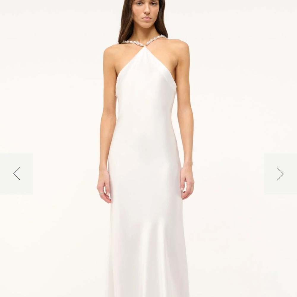 STAUD Backless White Dress with Elegant Design